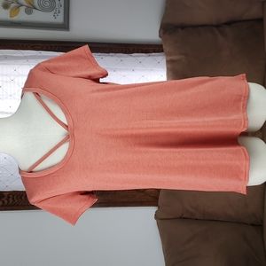 Angie Strappy Hi Lo Stretch Knit Top T- shirt Size Large New